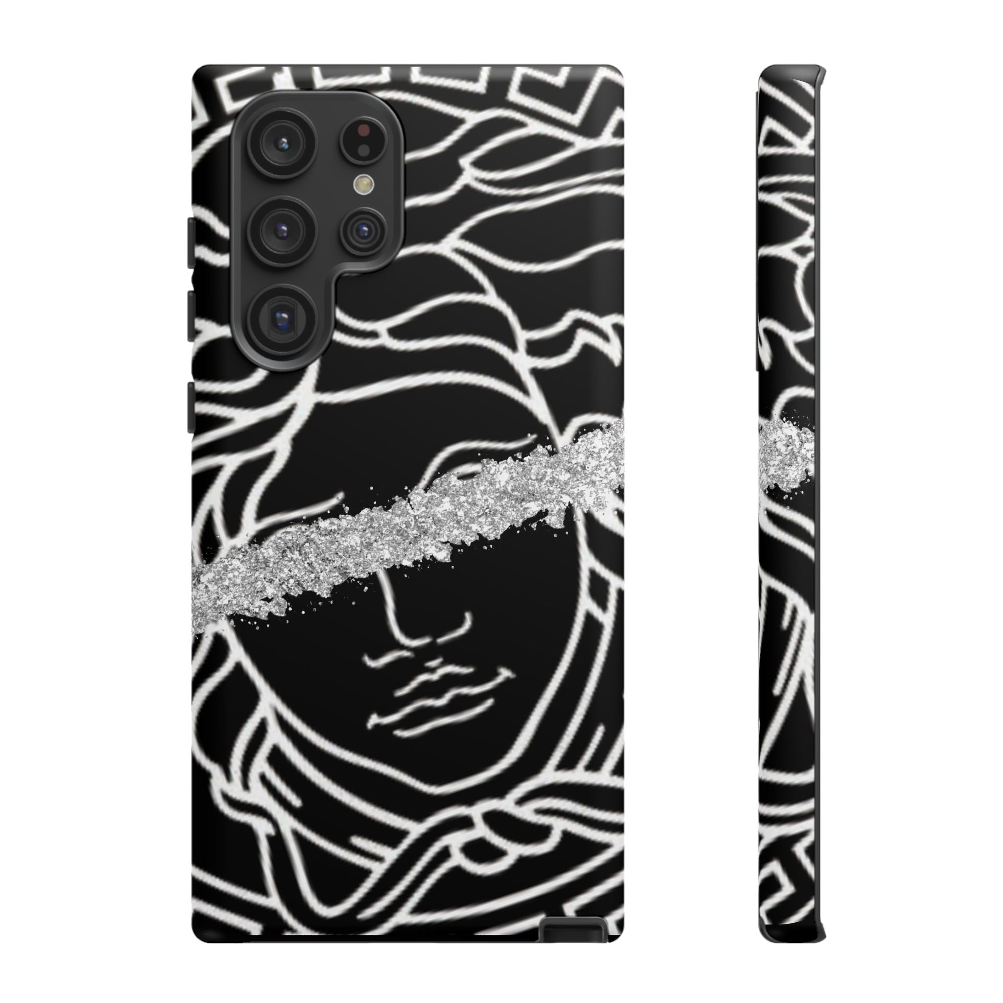 Luxury Medusa Head Tough Black and Silver Phone Case