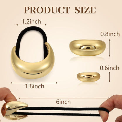 2PCS Gold Metal Hair Ties for Thick Hair