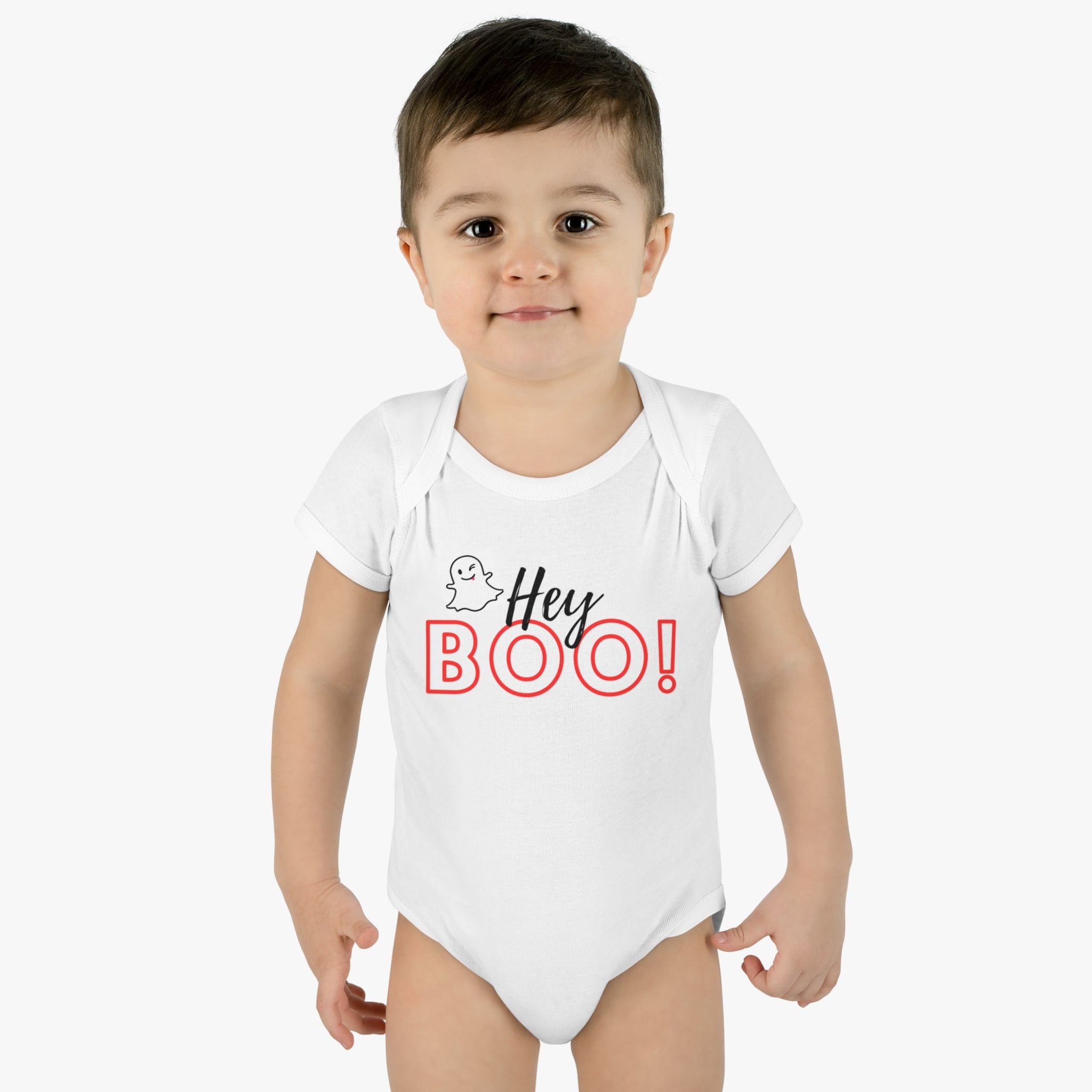 Hey Boo! Halloween Infant Baby Rib Onesie Bodysuit