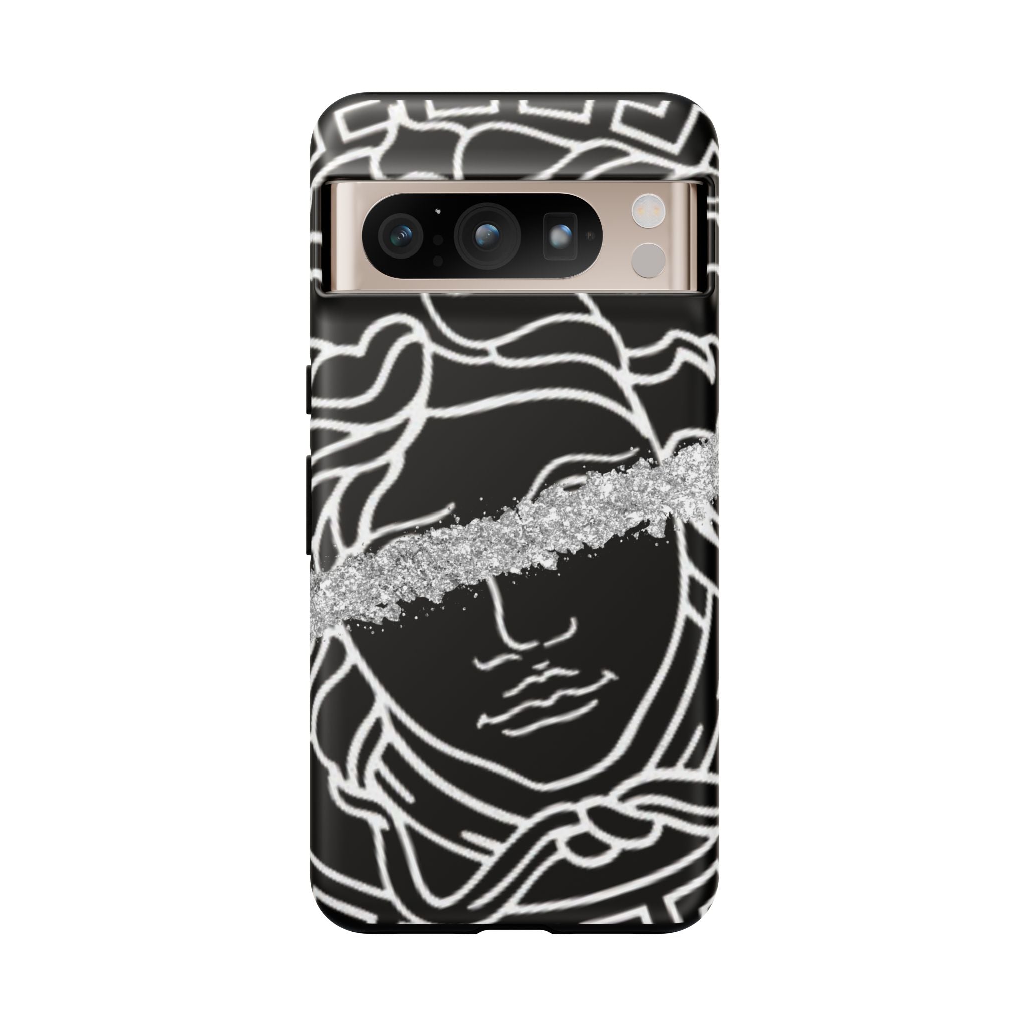 Luxury Medusa Head Tough Black and Silver Phone Case