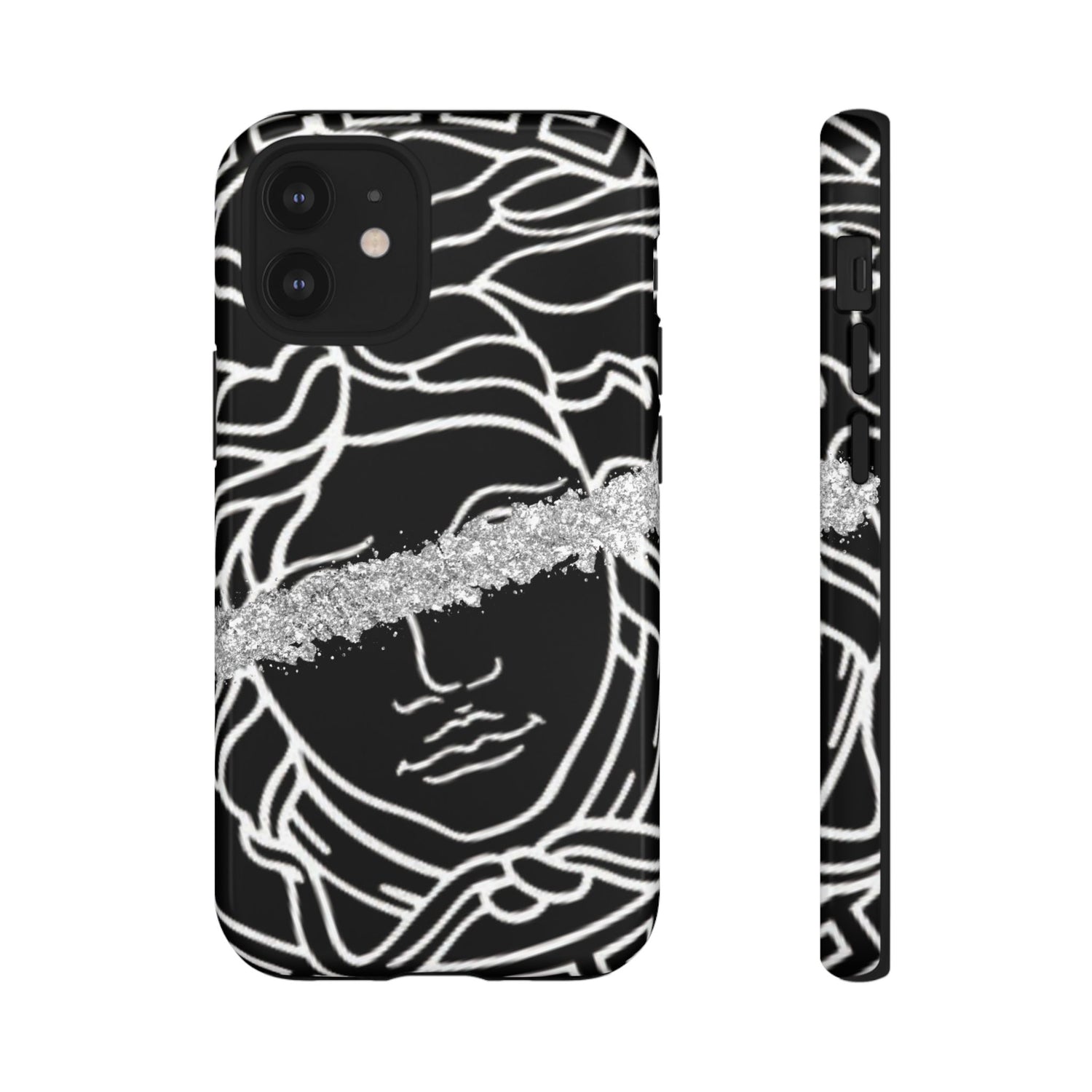 Luxury Medusa Head Tough Black and Silver Phone Case