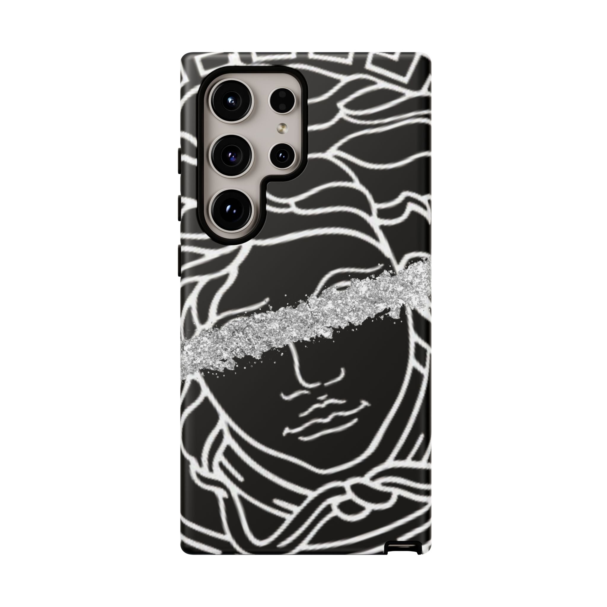 Luxury Medusa Head Tough Black and Silver Phone Case