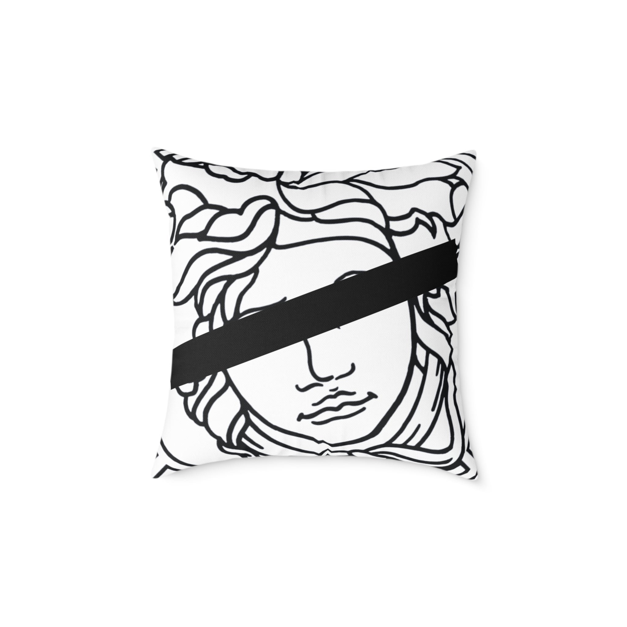 Medusa Head Luxury White Pillow, Square Cushion Cover for Home Decor, Living Room Accent, Bedroom Pillow Case, Bed Throw Cushion, Couch Sofa