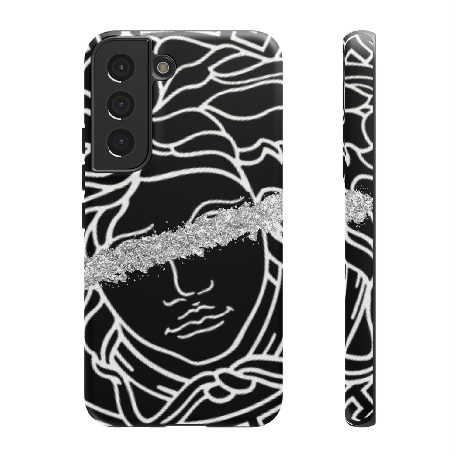 Luxury Medusa Head Tough Black and Silver Phone Case