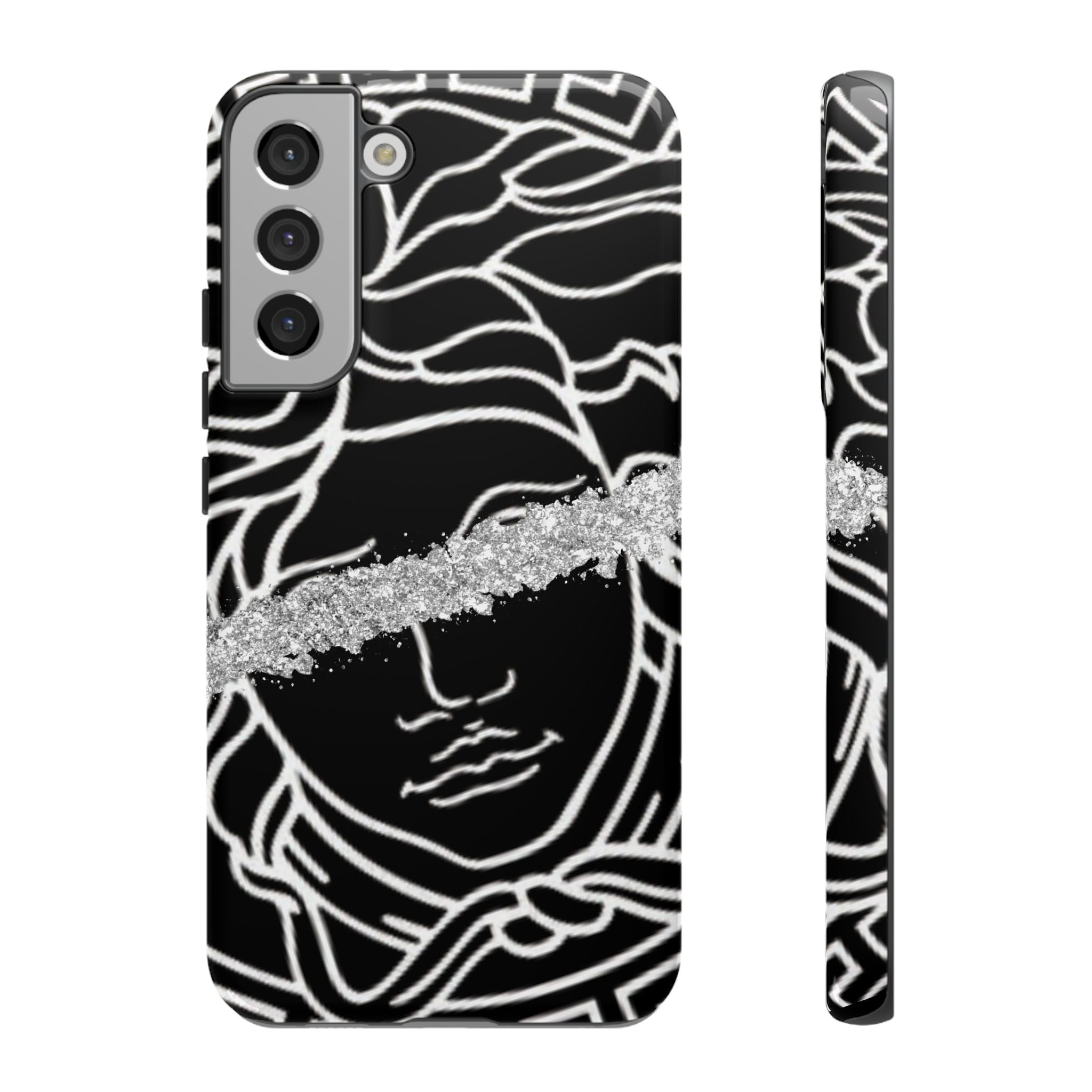 Luxury Medusa Head Tough Black and Silver Phone Case