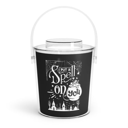 I Put a Spell on You Halloween Ice Bucket with Tongs - Spooky Chic Beverage Cooler - Perfect Fall Entertaining Accessory