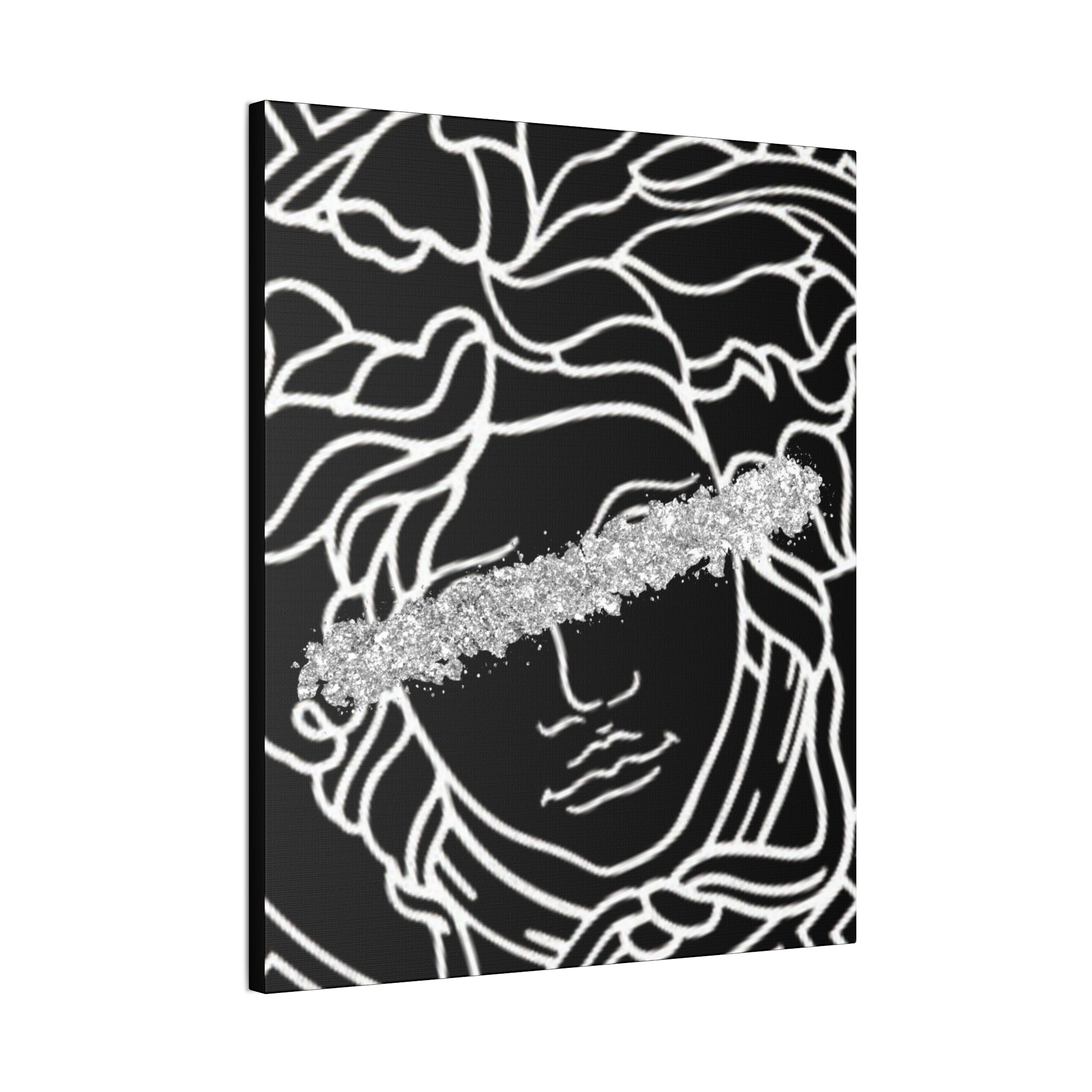 Medusa Head Luxury Black and Silver Canvas Wall Art