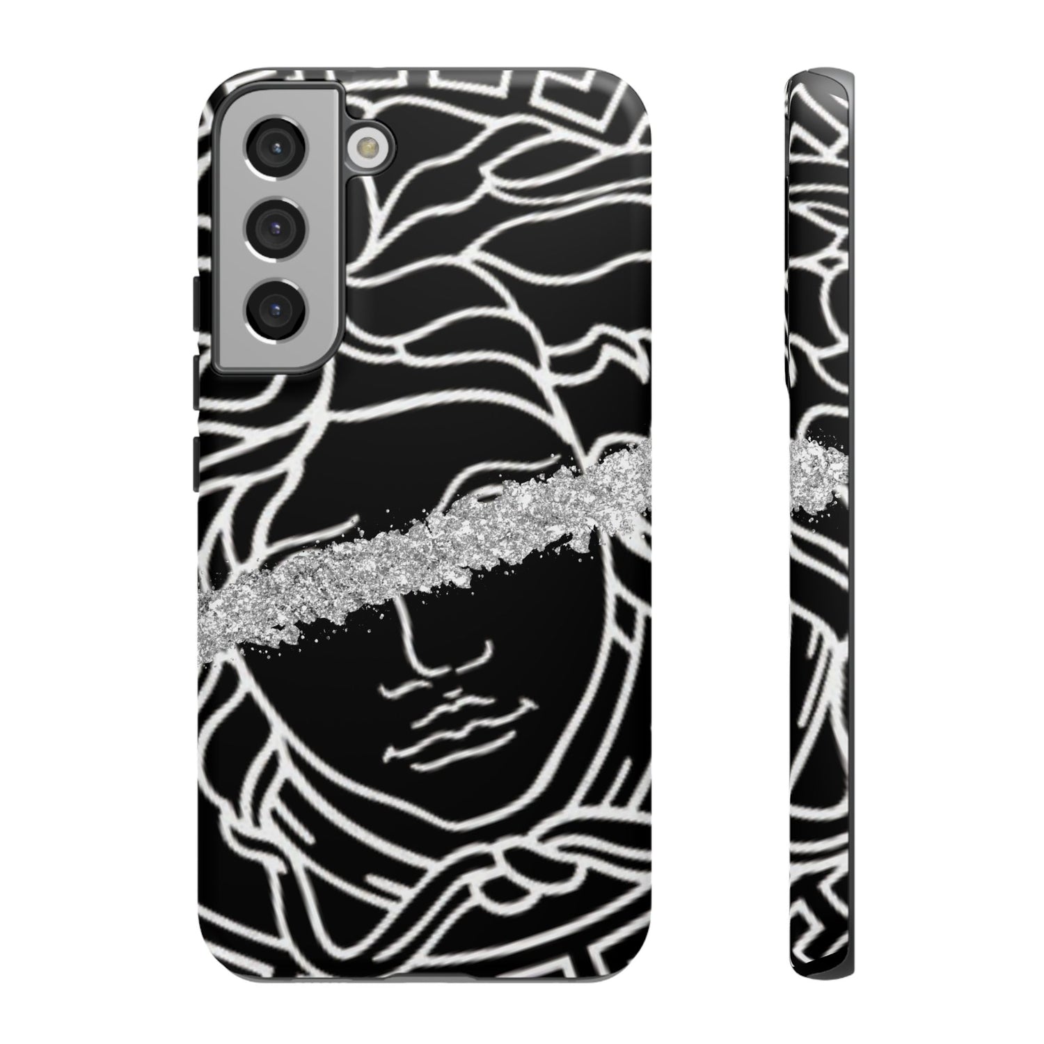 Luxury Medusa Head Tough Black and Silver Phone Case