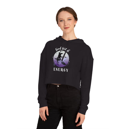 Bad Witch Energy Crop Top Hoodie | Trendy Spooky Season Hoodie for Witchy Vibes