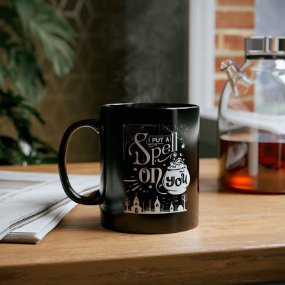 I Put a Spell on You Halloween Black Coffee Mug - Spooky Chic Drinkware - Perfect Fall Beverage Accessory