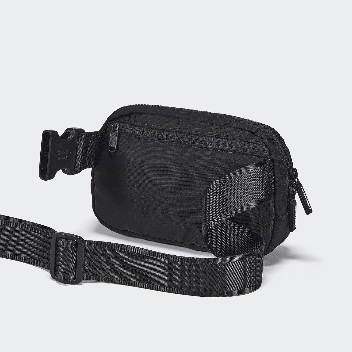 Two-Way Zipper Nylon Fanny Pack – Water-Repellent Crossbody Belt Bag (Black)