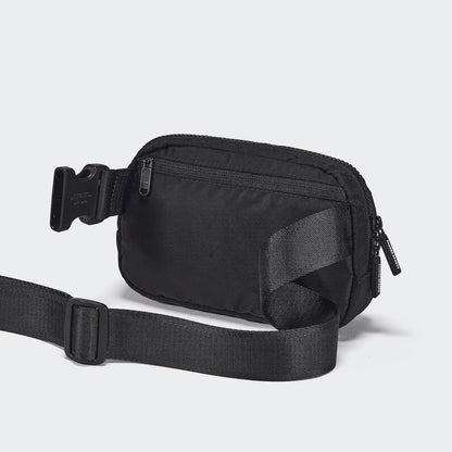 Two-Way Zipper Nylon Fanny Pack – Water-Repellent Crossbody Belt Bag (Black)