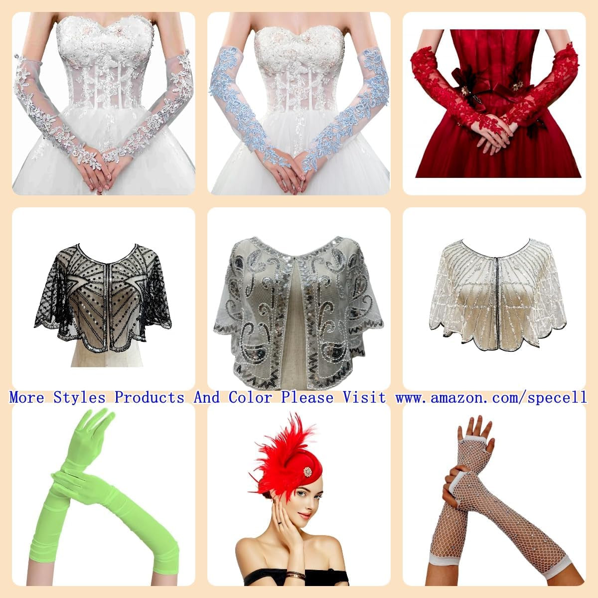 Long 13&quot; Fingerless Satin Lace Gloves for Bridal &amp; Prom