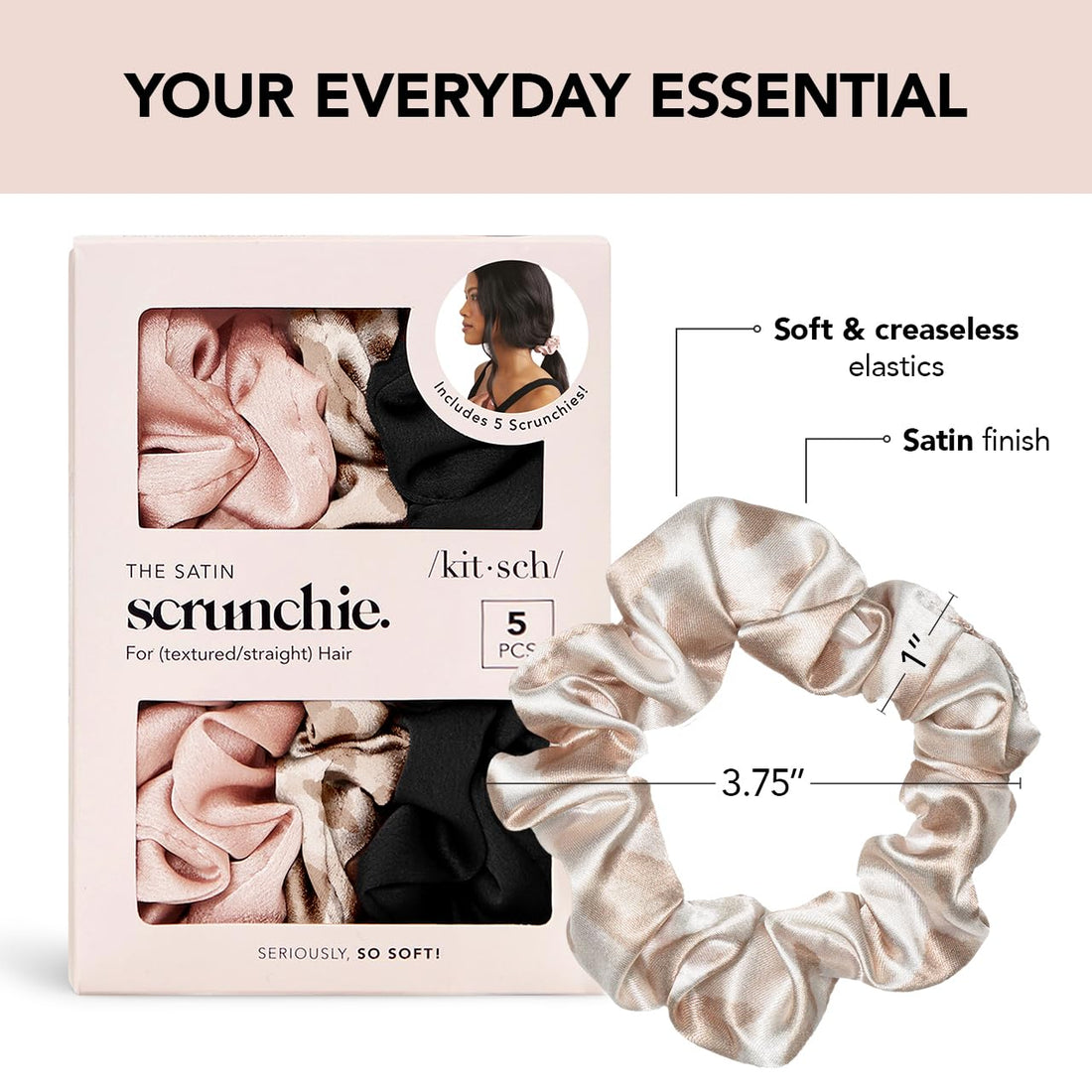 5PCS Assorted Satin Scrunchies for Women