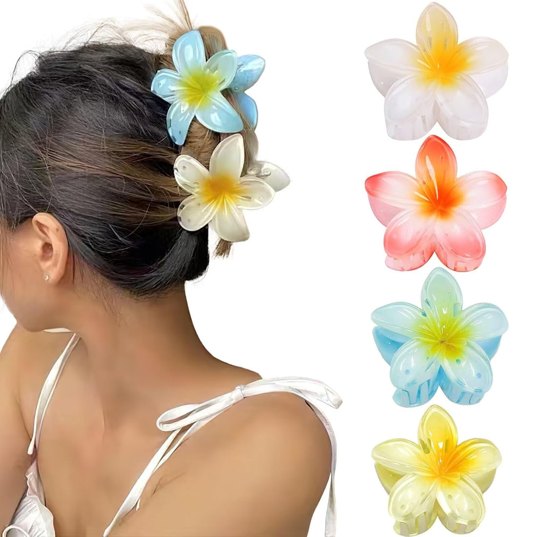 Floral Hair Claw Clips - 4 Pack
