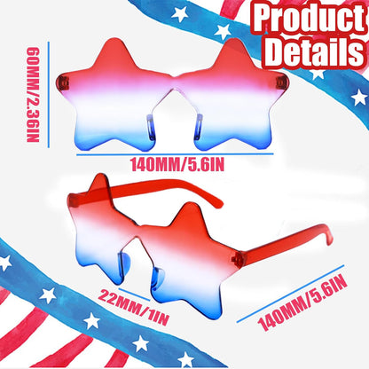 4th of July Red White Blue USA Flag Glasses