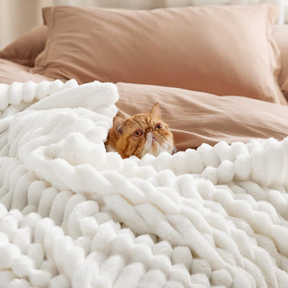 White Fleece Throw Blanket for Couch