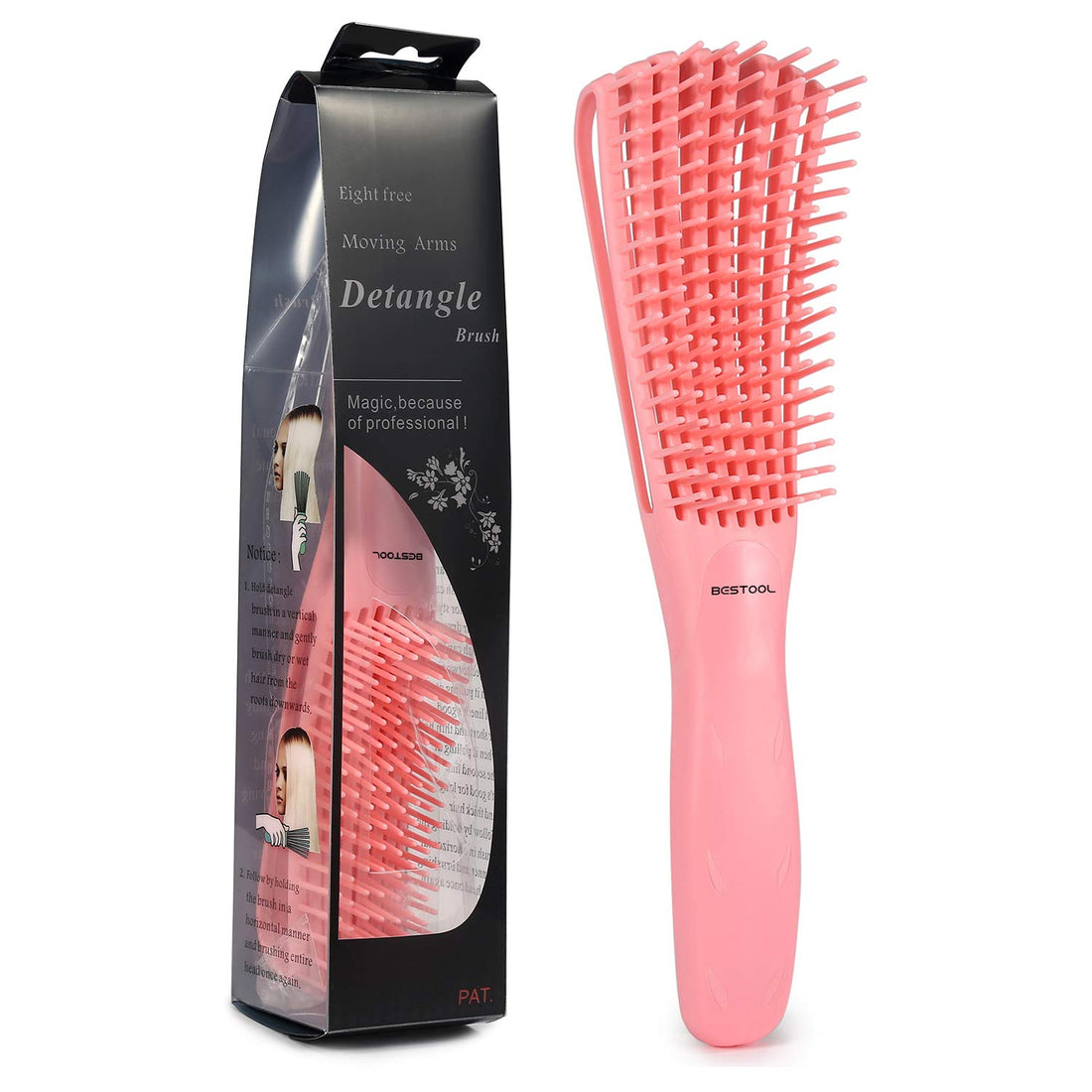 Detangling Hair Brush for Natural Black &amp; Curly Hair – Pink
