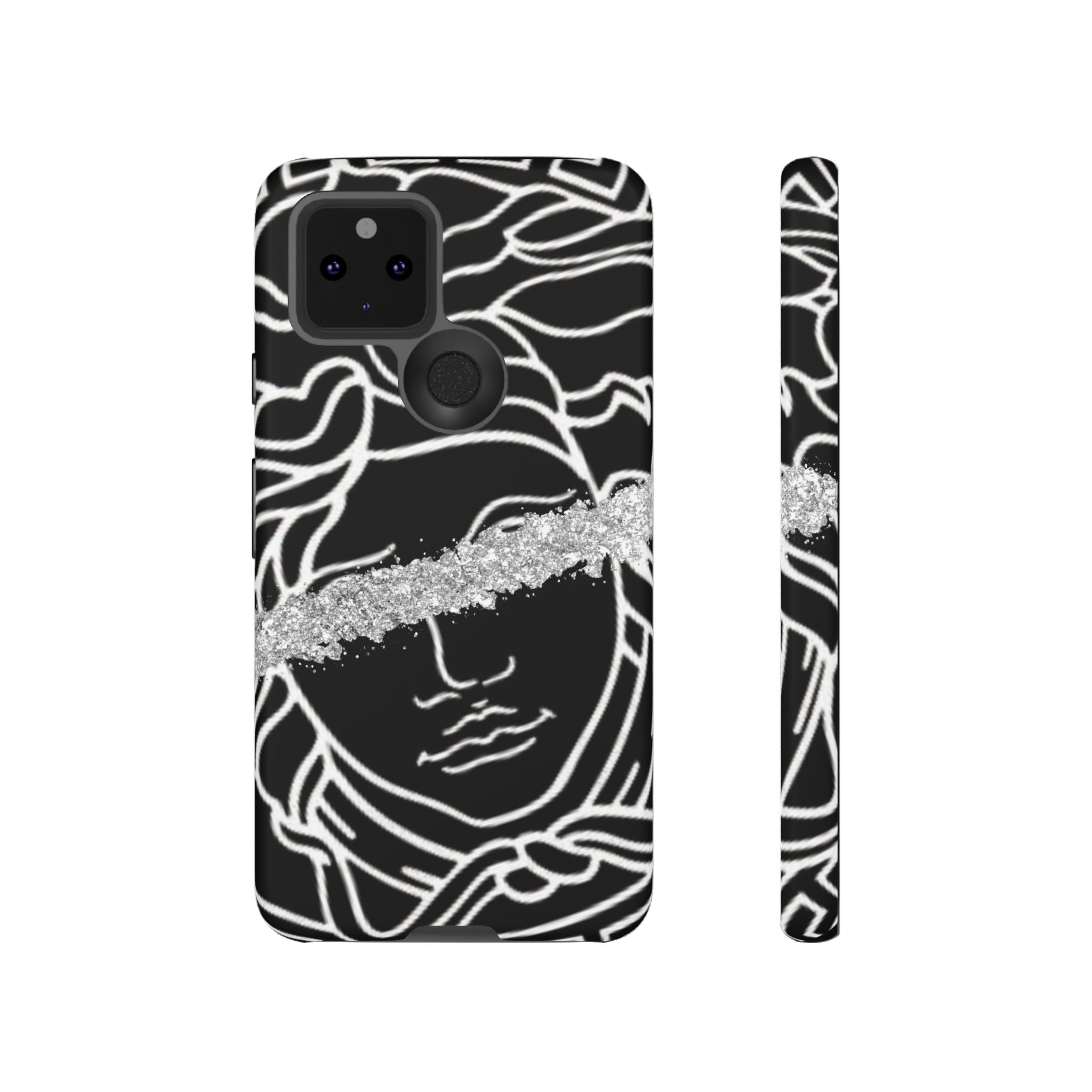 Luxury Medusa Head Tough Black and Silver Phone Case