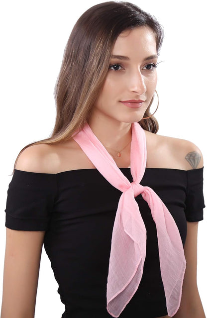 50S Chiffon Scarf Sheer Square Neck Head Scarf for Women