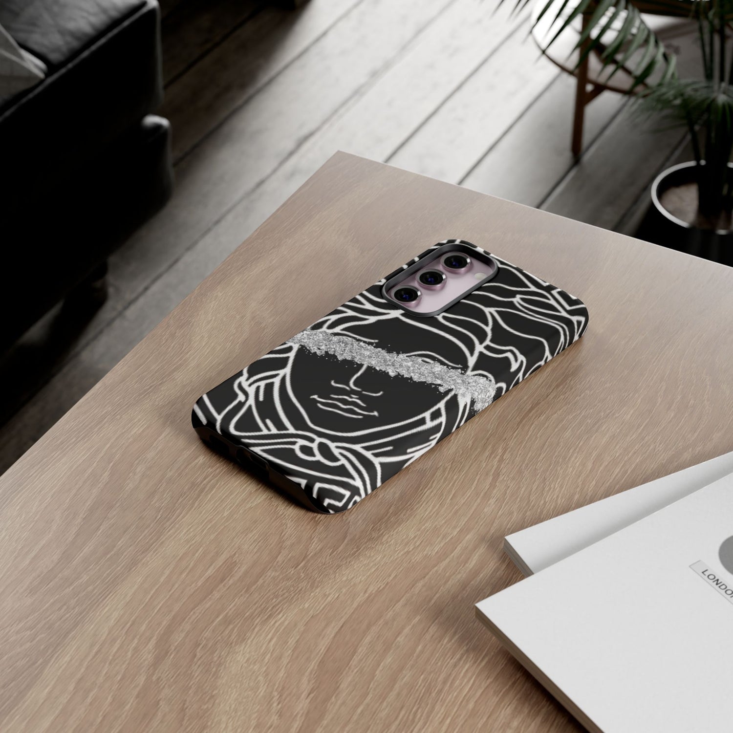 Luxury Medusa Head Tough Black and Silver Phone Case