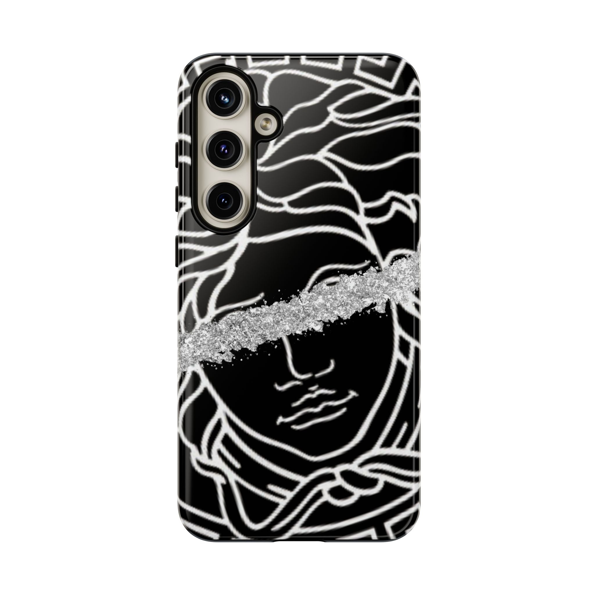 Luxury Medusa Head Tough Black and Silver Phone Case