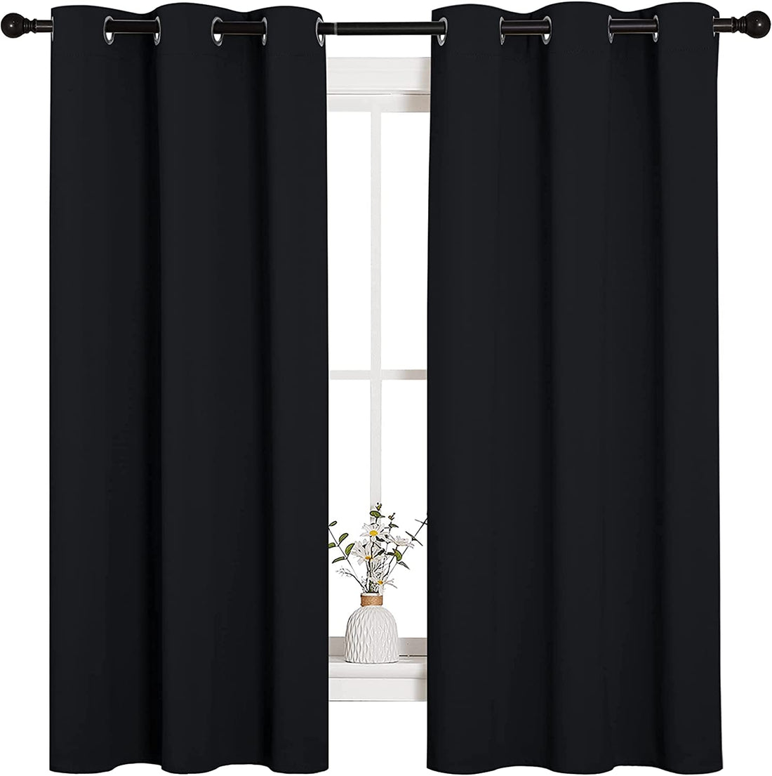 Blackout Thermal Insulated Black Curtains 42x63