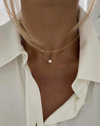 Dainty 14K Gold &amp; Silver CZ Choker Necklace