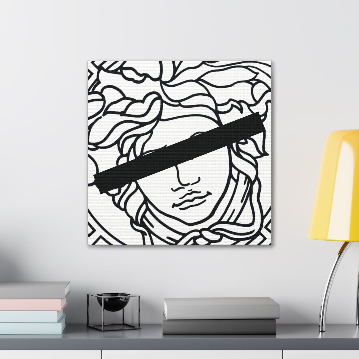 Medusa Head White Canvas Stretched Wall Art