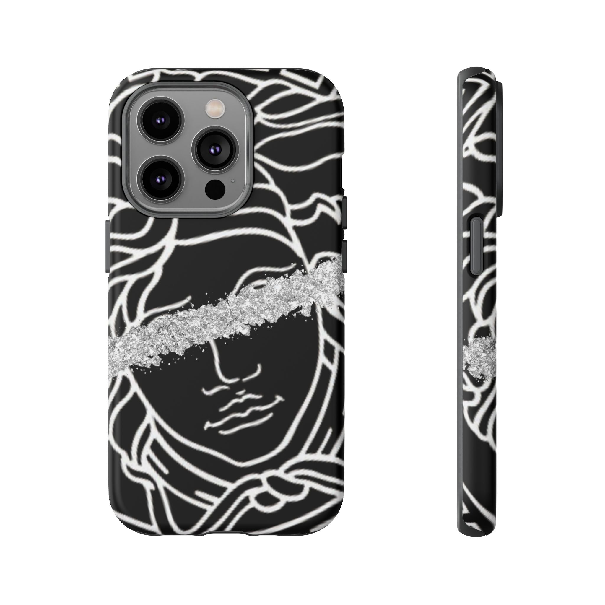 Luxury Medusa Head Tough Black and Silver Phone Case