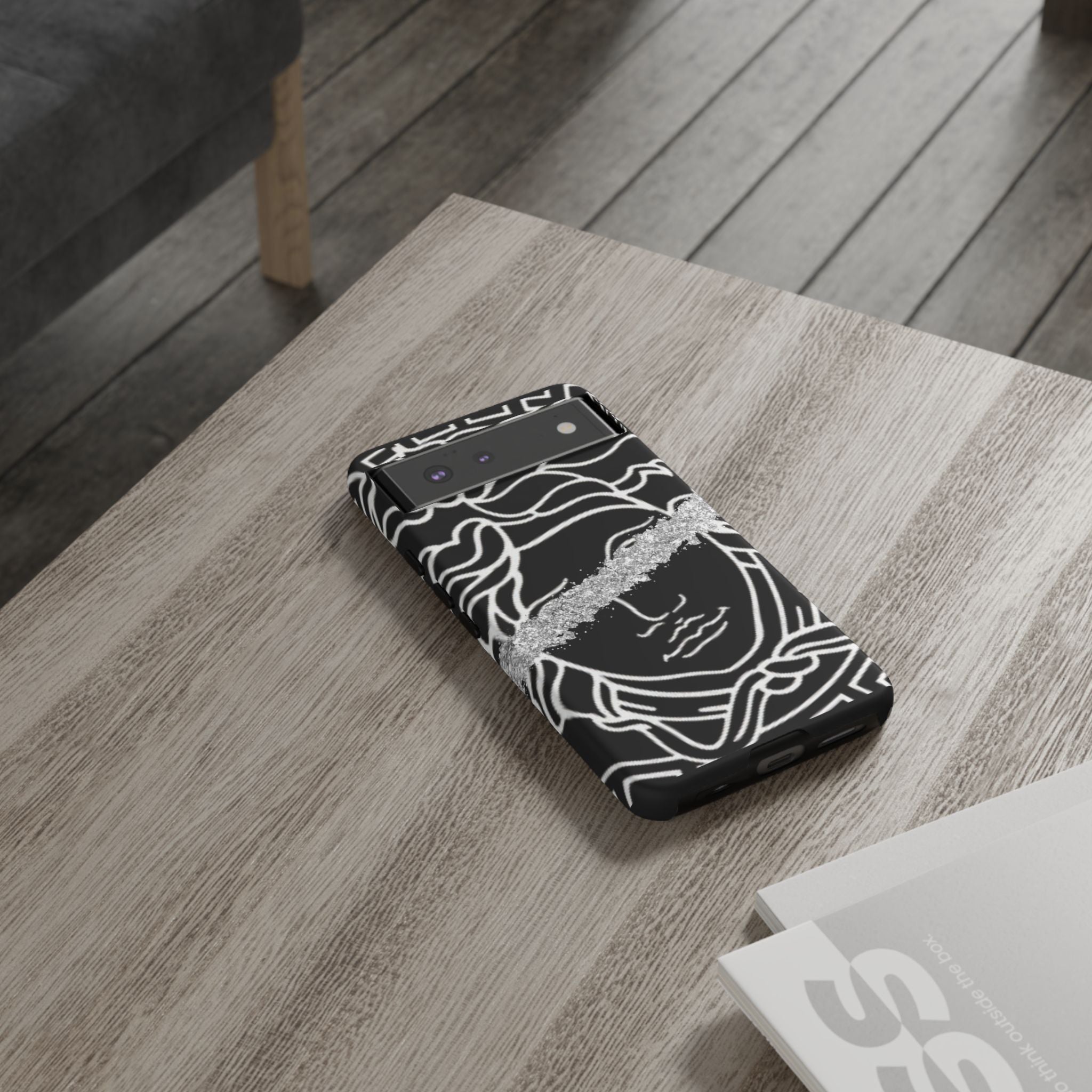 Luxury Medusa Head Tough Black and Silver Phone Case