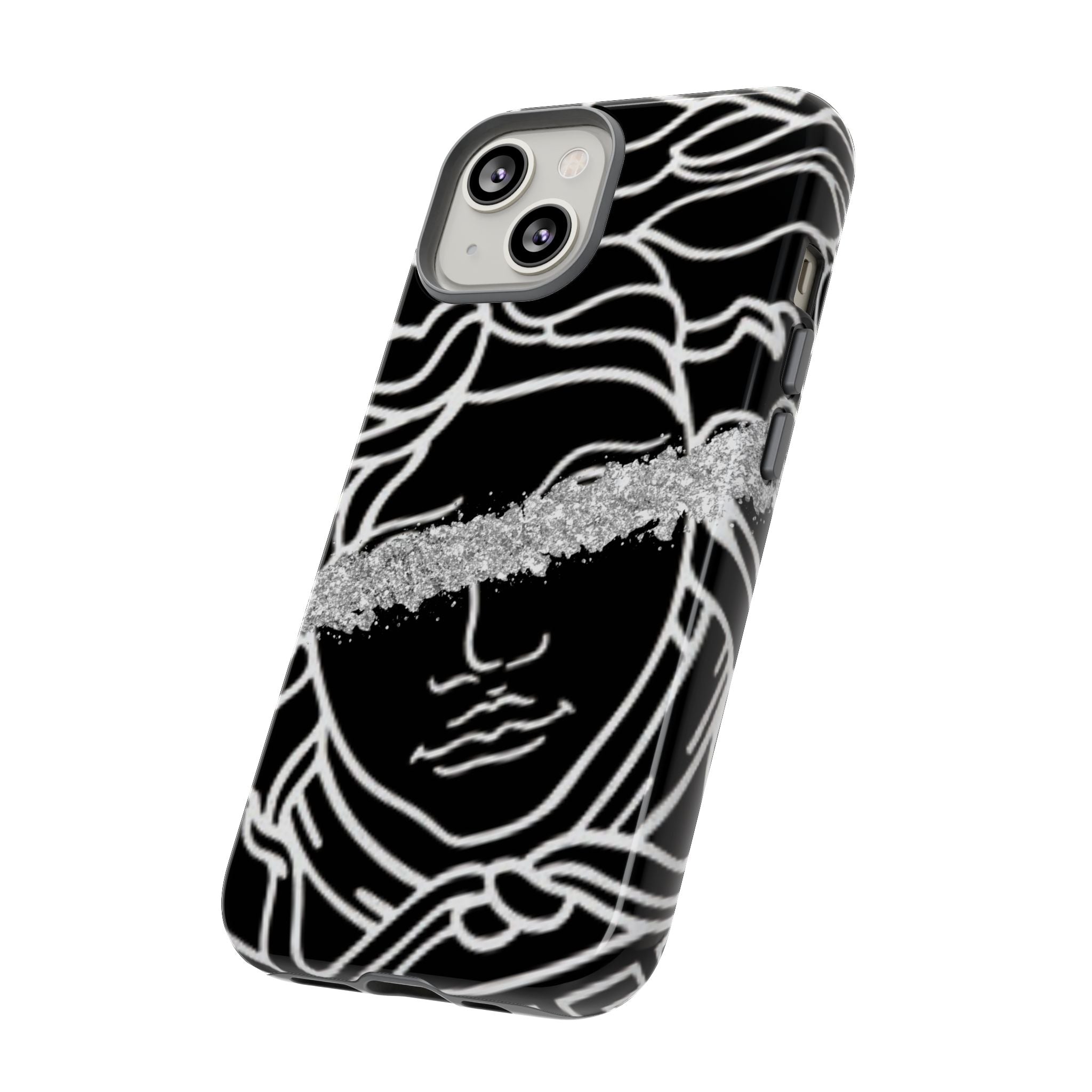 Luxury Medusa Head Tough Black and Silver Phone Case