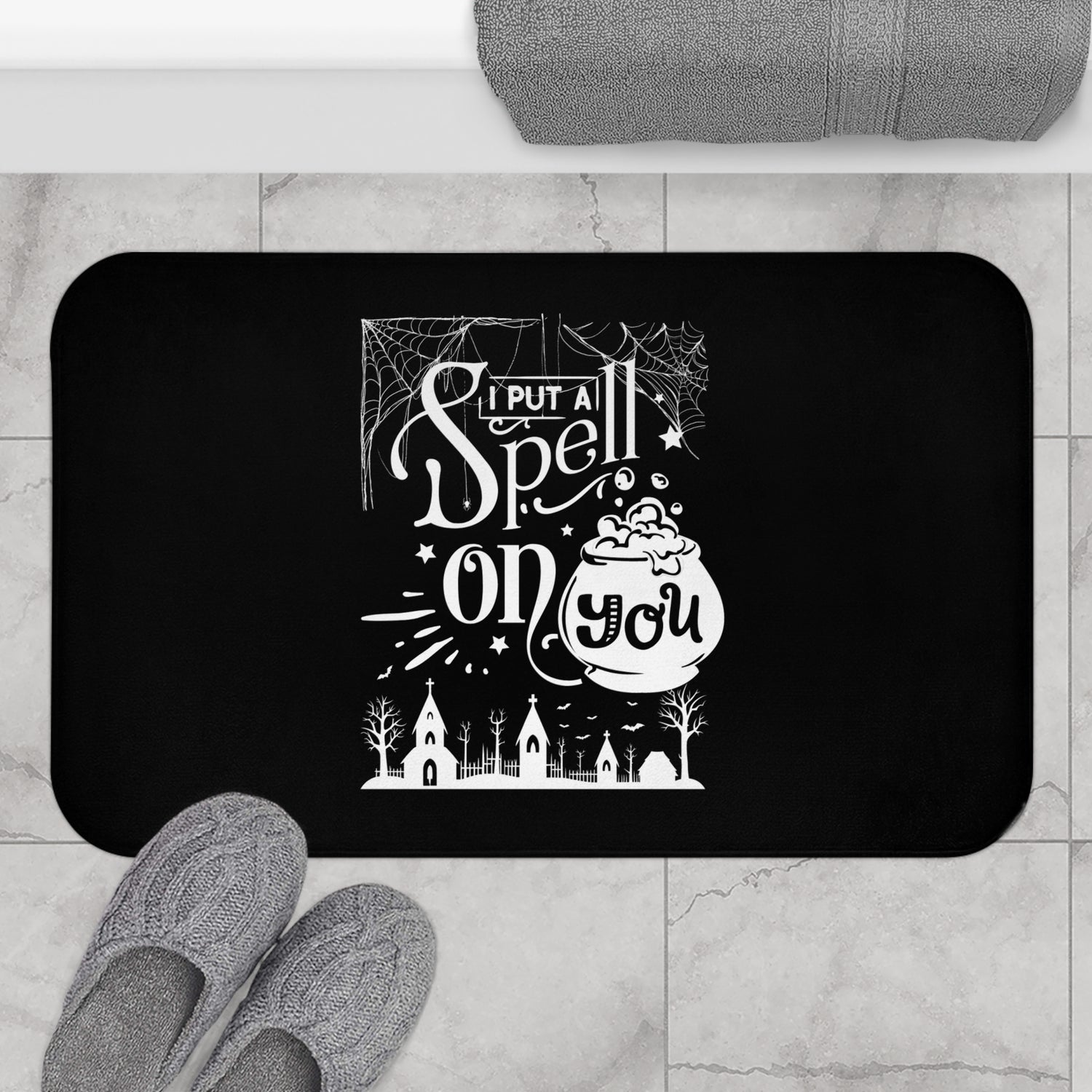 I Put a Spell on You Halloween Bath Mat - Spooky Chic Bathroom Decor - Perfect Fall Accessory