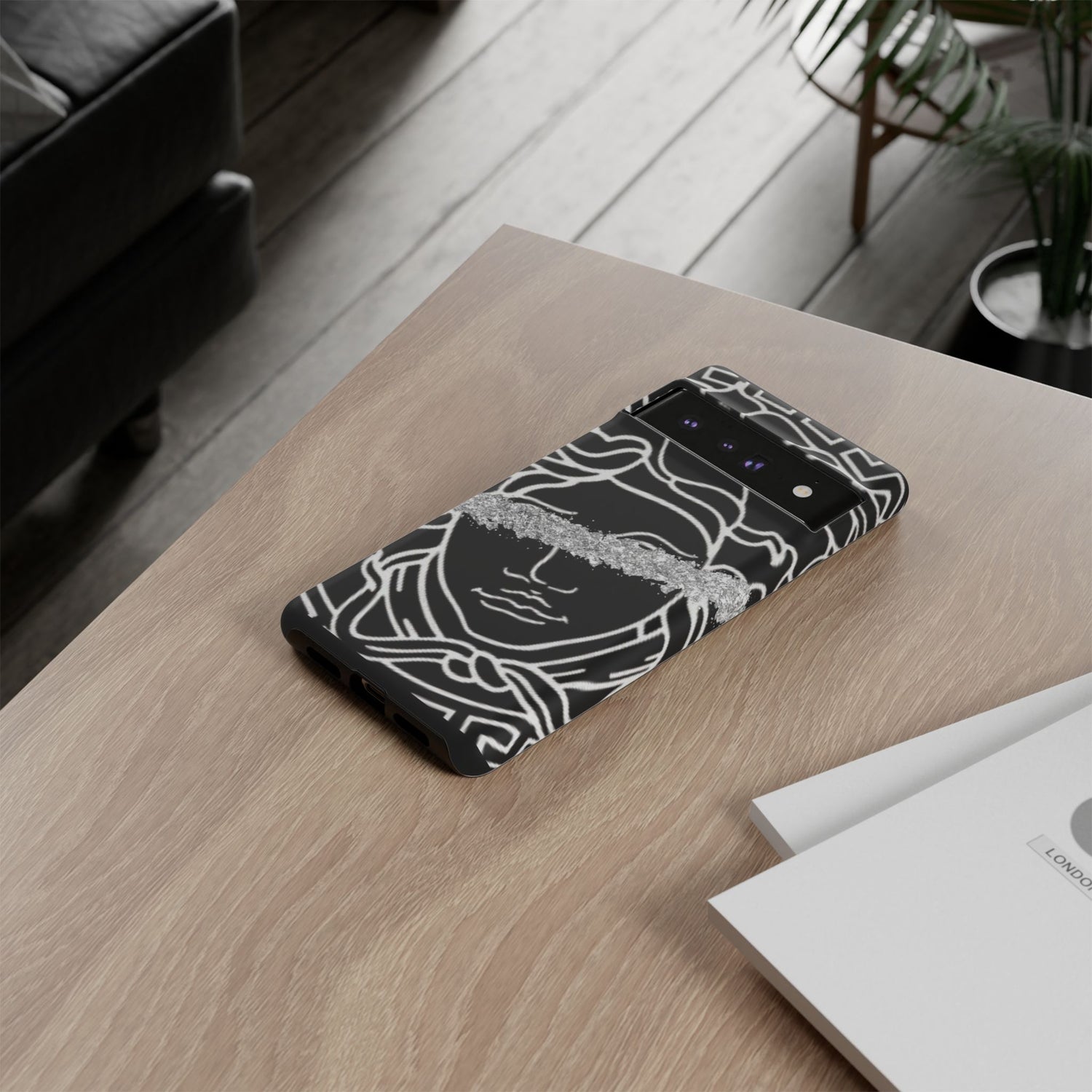 Luxury Medusa Head Tough Black and Silver Phone Case