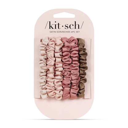 Satin Hair Scrunchies – 6 Pcs Terracotta Set