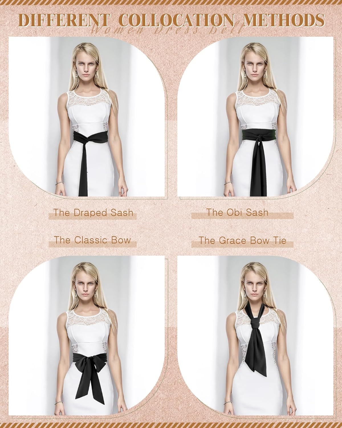 Women’s Chiffon Dress Sash Belt – 3&quot; Wide Bridal Waist Accessory