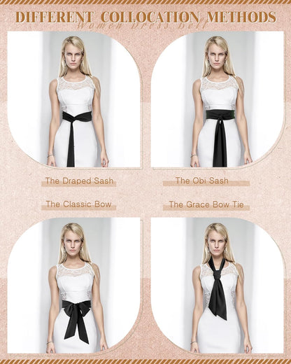 Women’s Chiffon Dress Sash Belt – 3&quot; Wide Bridal Waist Accessory