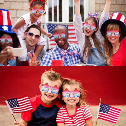 4th of July Red White Blue USA Flag Glasses