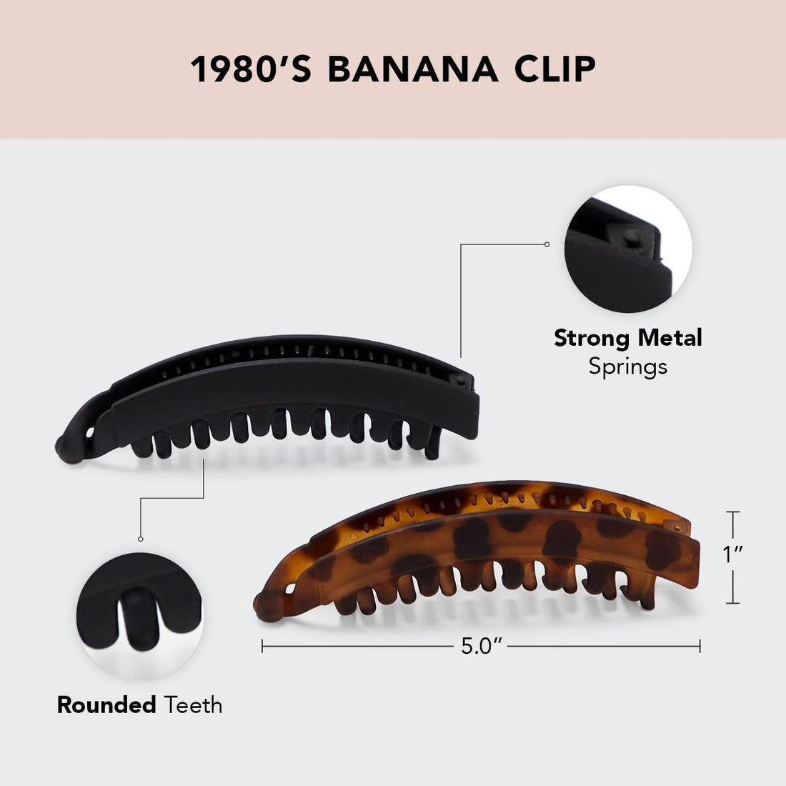 2PCS Black &amp; Tortoise Banana Hair Clips