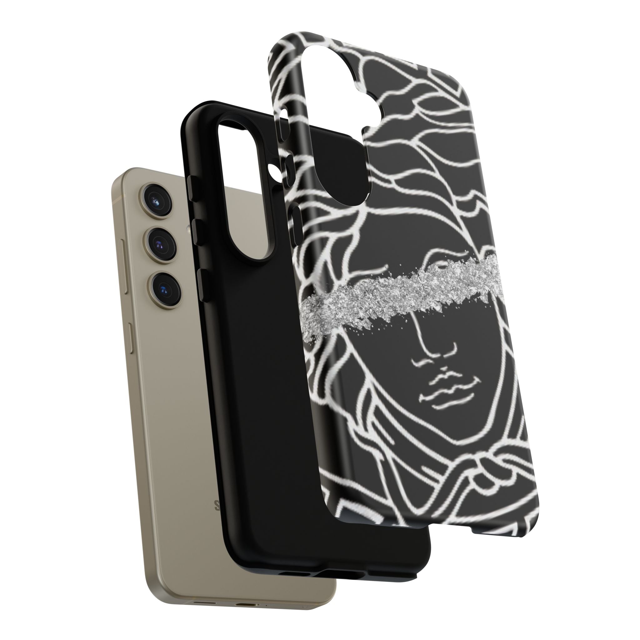 Luxury Medusa Head Tough Black and Silver Phone Case