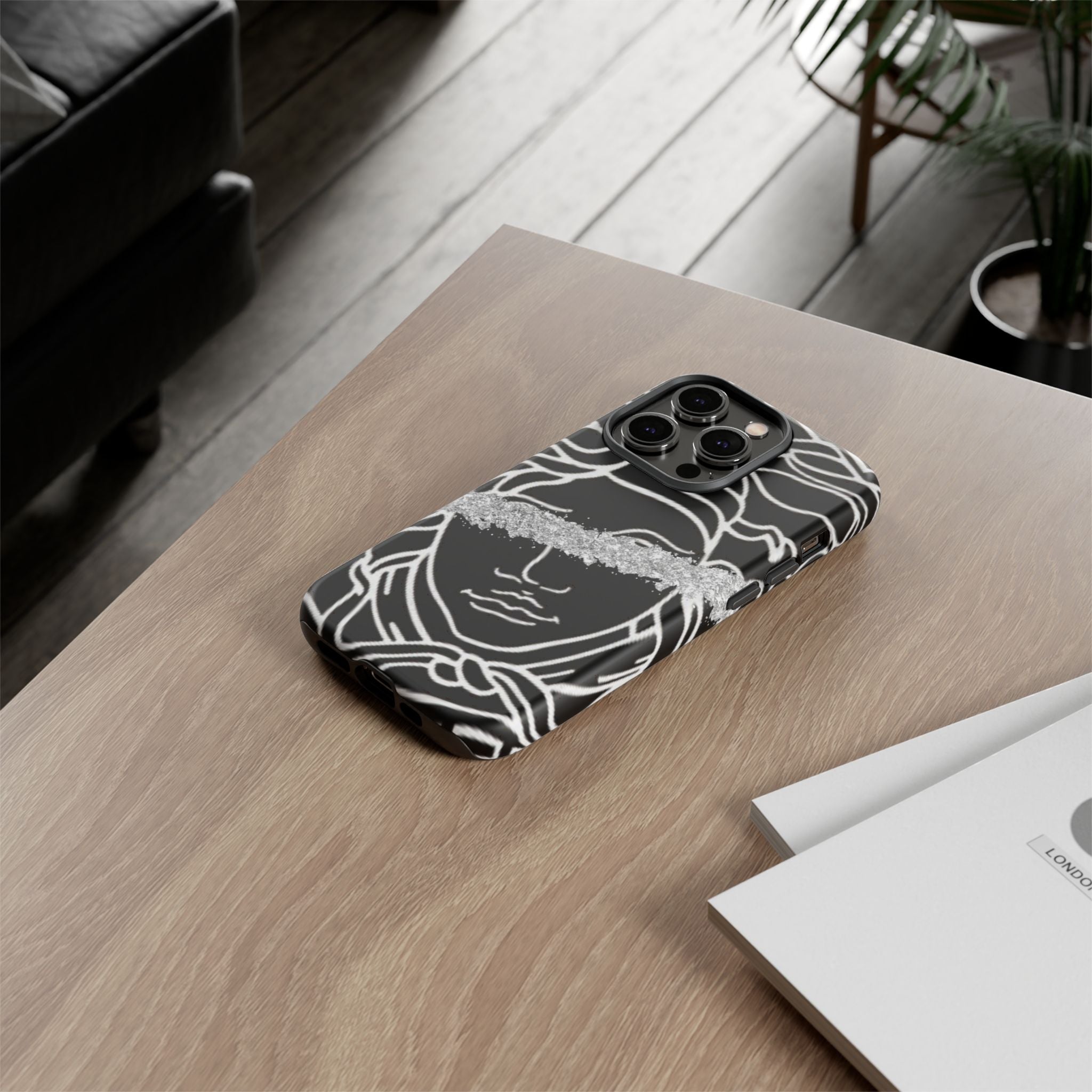 Luxury Medusa Head Tough Black and Silver Phone Case