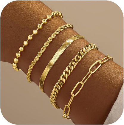 Dainty Gold &amp; Silver Bracelet Set for Women