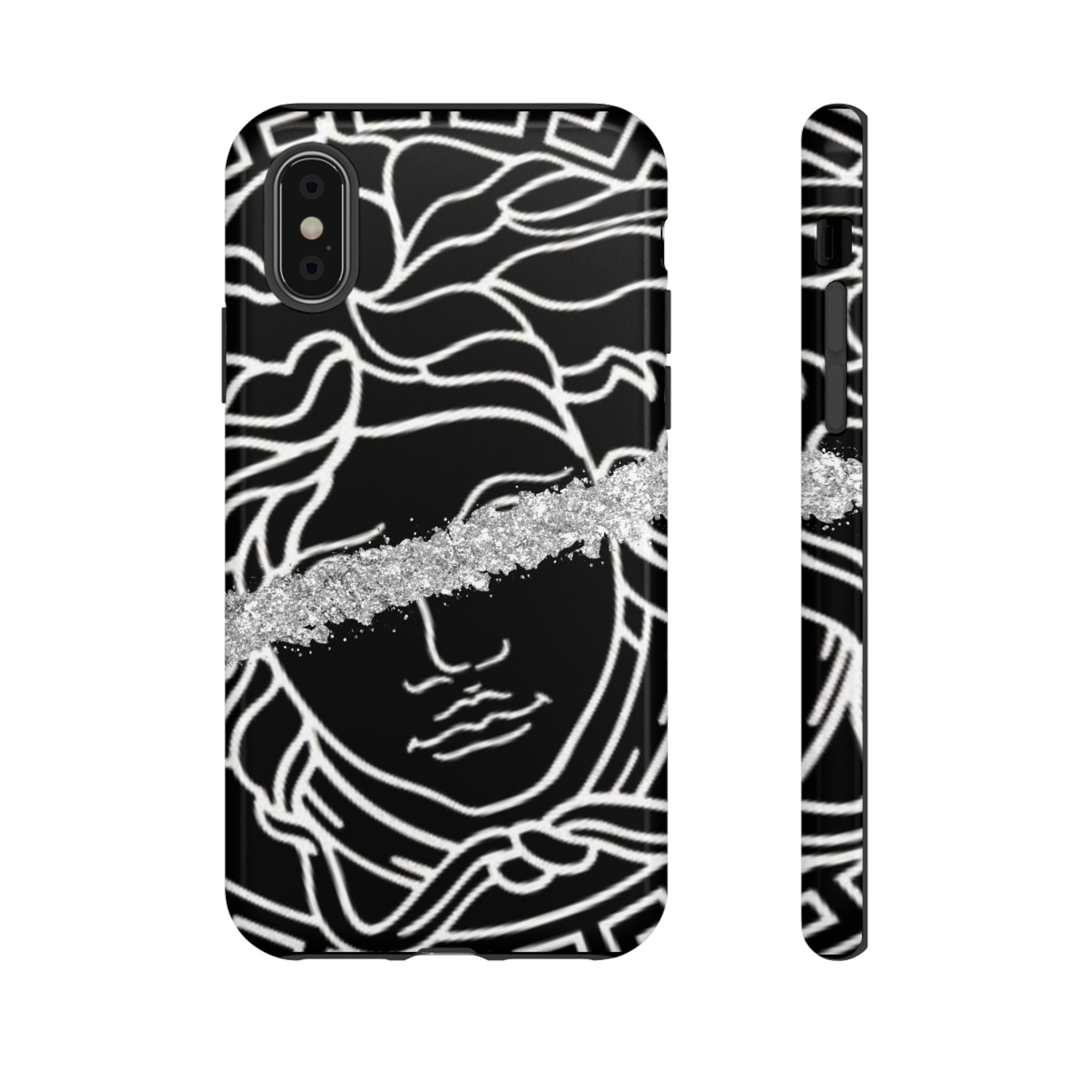 Luxury Medusa Head Tough Black and Silver Phone Case