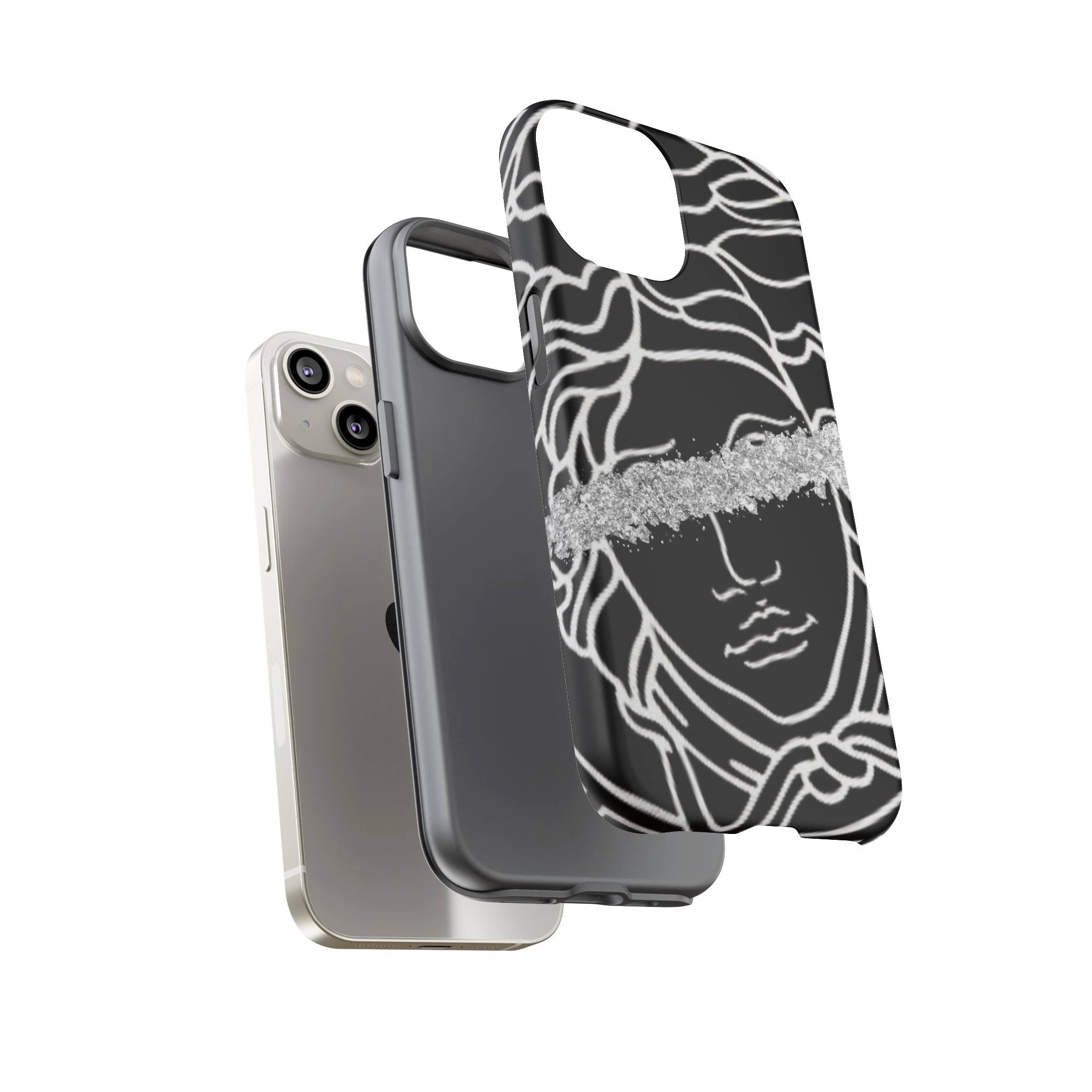 Luxury Medusa Head Tough Black and Silver Phone Case