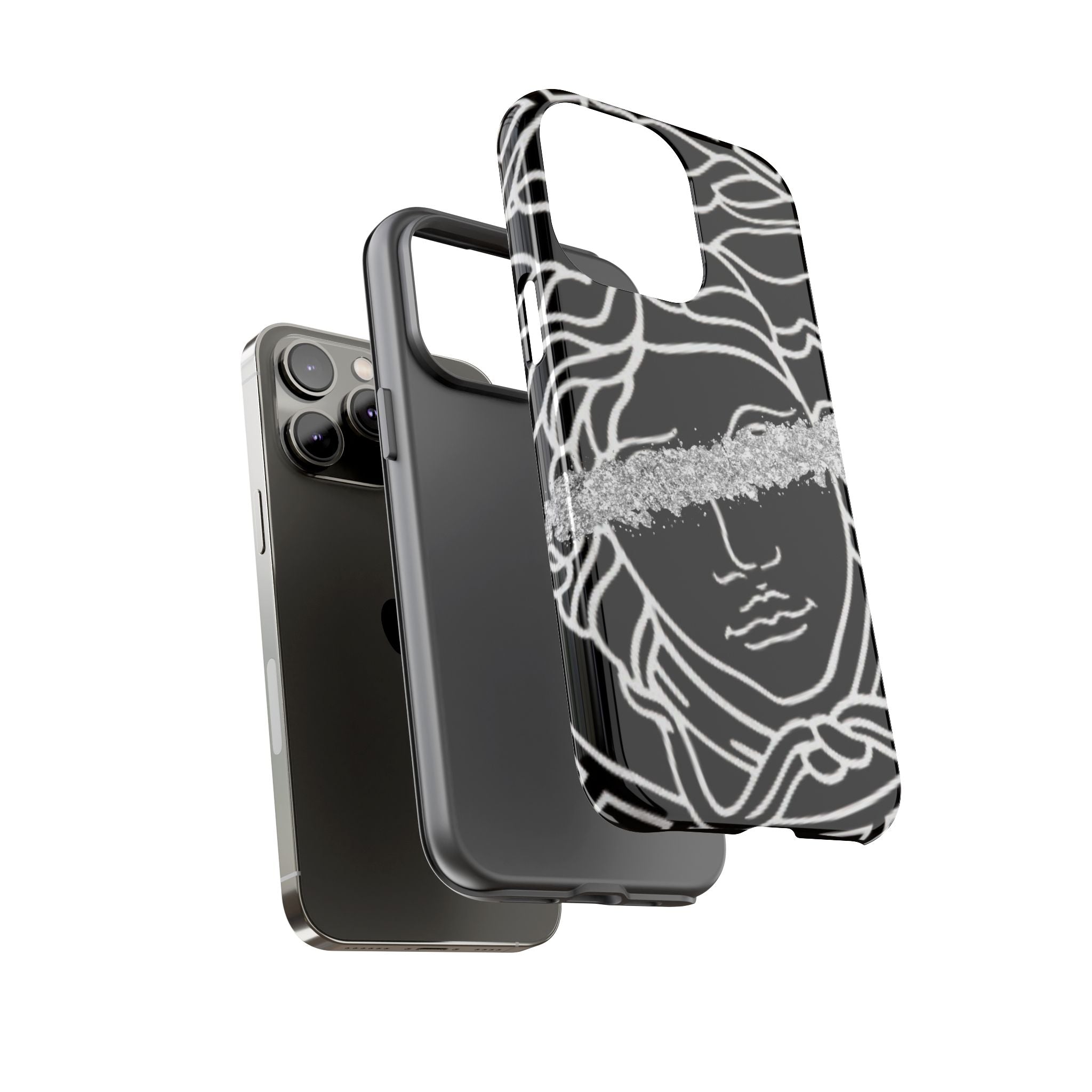 Luxury Medusa Head Tough Black and Silver Phone Case