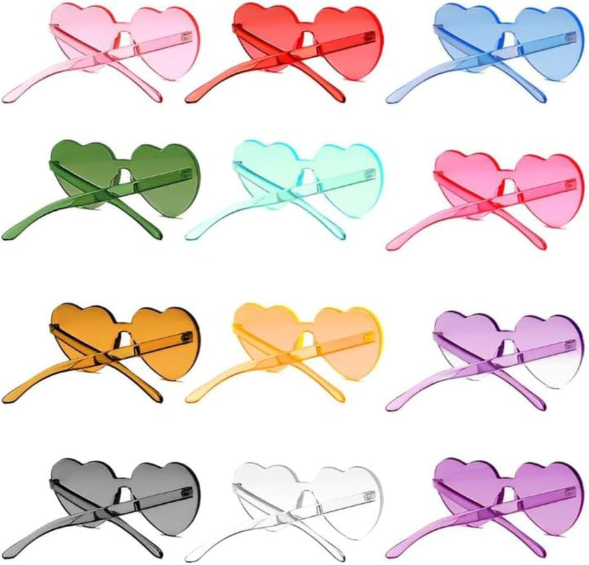 Heart Shaped Rimless Sunglasses 12Pack, Bachelor Party Cool Colorful Funky Sunglasses
