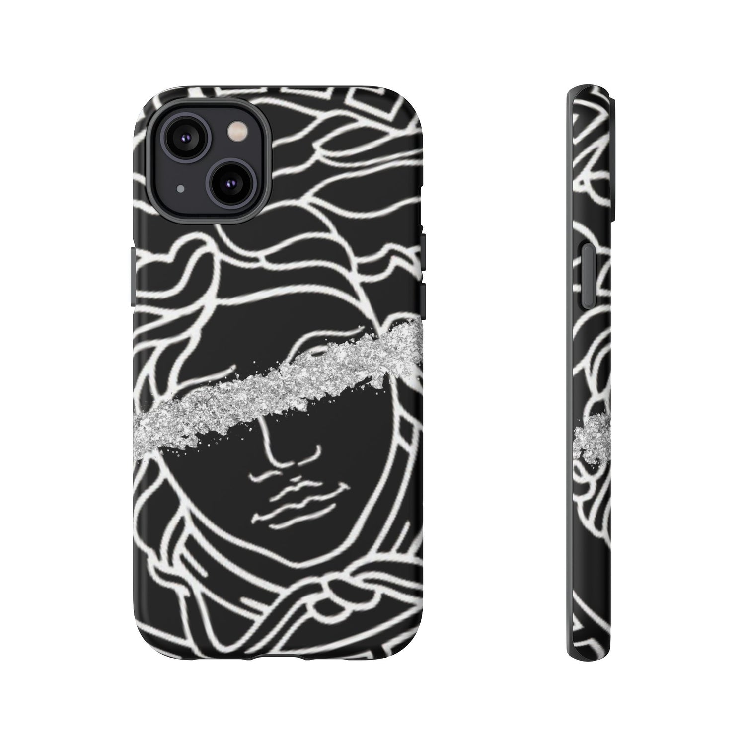 Luxury Medusa Head Tough Black and Silver Phone Case