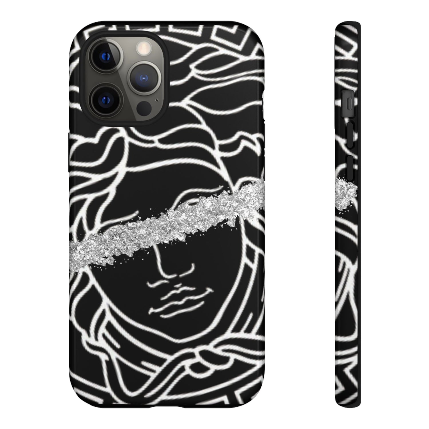 Luxury Medusa Head Tough Black and Silver Phone Case