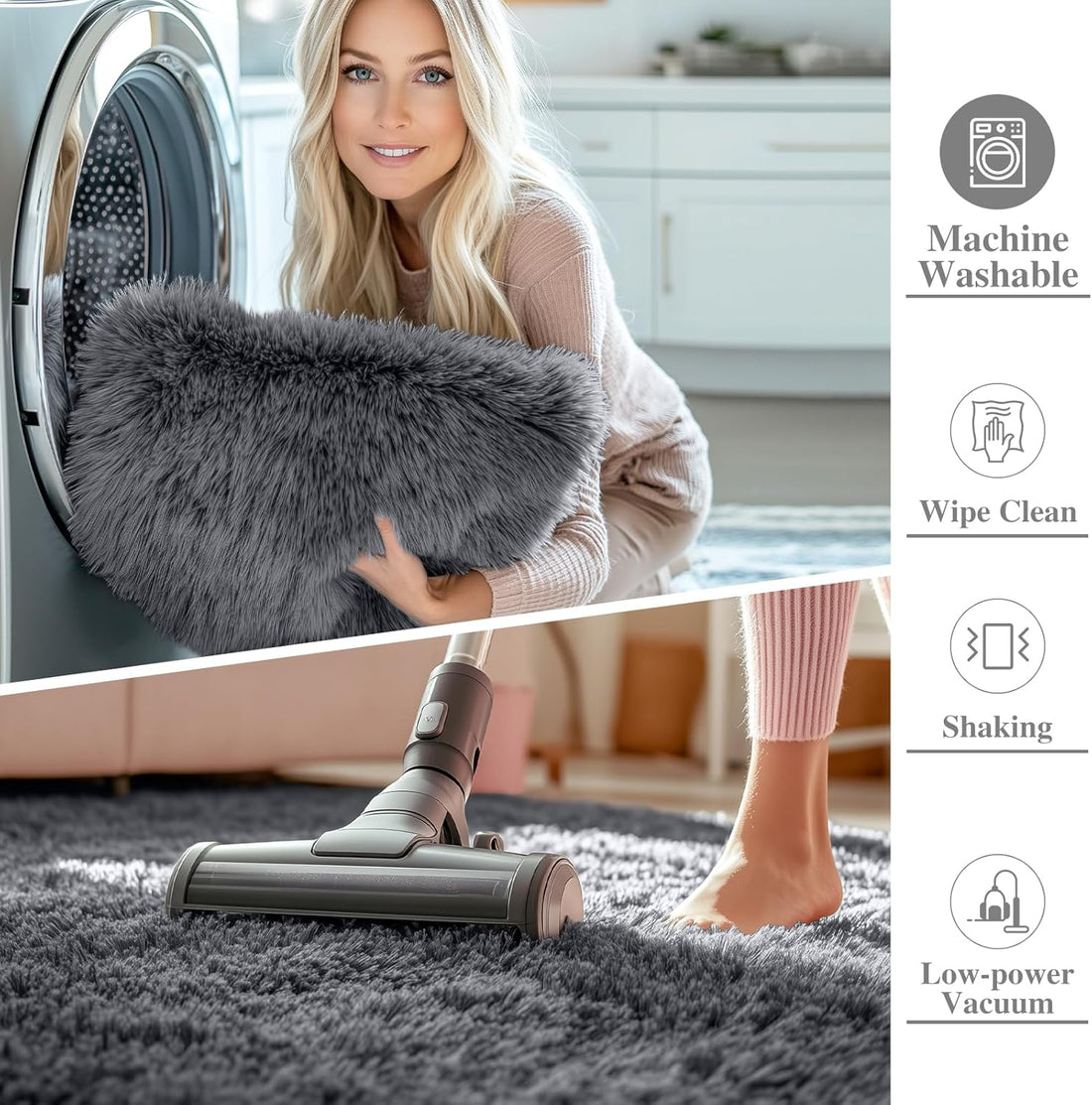 Soft Fluffy Grey Area Rug 4x5.9 ft