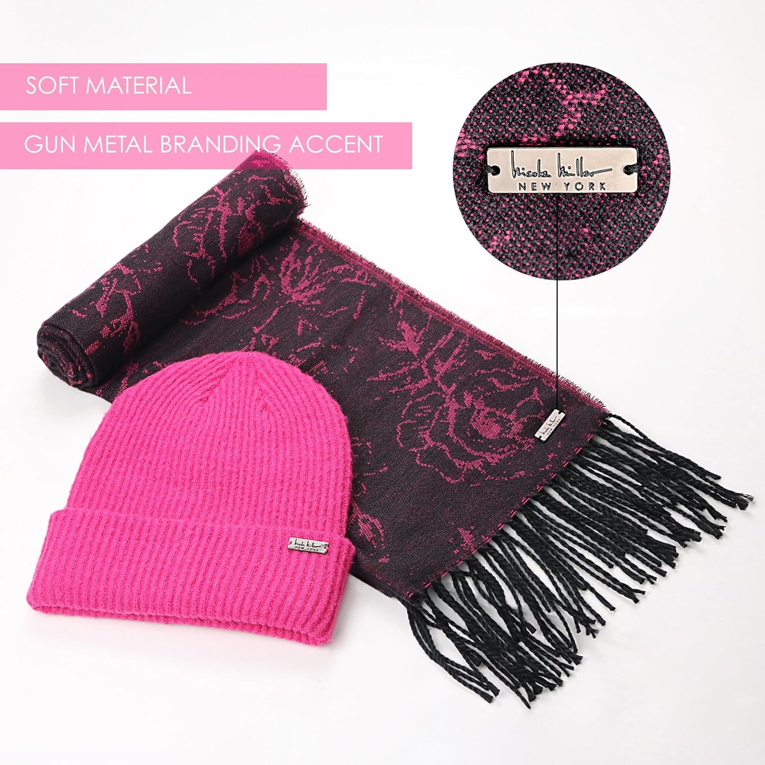 Womens Hanging Scarf and Beanie Hat Set